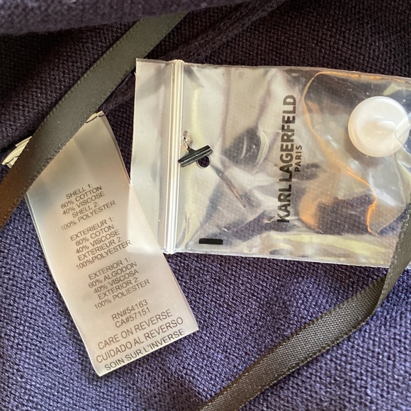 Karl Lagerfeld navy cardigan w  lace shoulders size M - Picture 4 of 7